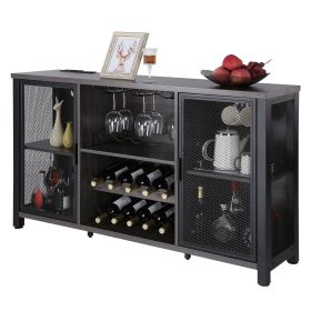 VEVOR 47 Inch Industrial Bar Cabinet, Wine Table for Liquor & Glasses, Sideboard Buffet Cabinet with Wine Rack VEVOR 47 Inch Industrial Bar Cabinet, Wine Table for Liquor & Glasses, Sideboard Buffet Cabinet with Wine Rack